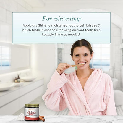 Shine Remineralizing Tooth Powder with Hydroxyapatite, Made in The USA, Flouride Free Tooth Repair, Natural Teeth Whitening Powder, Teeth Polish & Stain Remover, Cinnamon