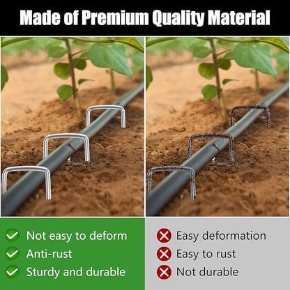 FEED GARDEN 6 Inch 100 Pack Galvanized Landscape Staples Plant Cover Stakes 11 Gauge Tent Stakes Garden Stakes Landscaping Fabric SOD Pins Yard Stakes for Decoration Weed Barrier Fabric