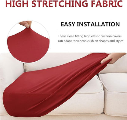 hyha Waterproof Couch Cushion Covers, Stretch Sofa Couch Seat Slipcover for Dog Washable, Non-Slip Waterproof Outdoor Cushion Covers for Patio Furniture Replacement (1 Piece for Medium, Wine Red)
