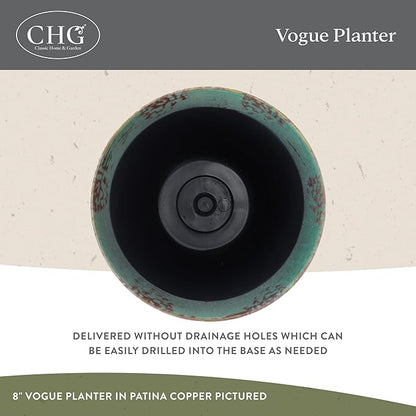 Classic Home and Garden Vogue Planter Pots w/Pottery Quality Finish - Modern Indoor & Outdoor Flower Pots - UV-Resistant Porch Planters - Decorative Pot for Flowers & Herbs (8” Weathered Copper)