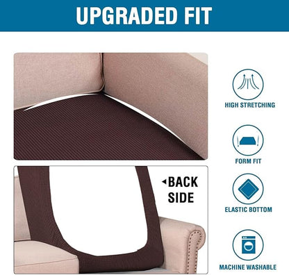 H.VERSAILTEX Super Stretch Individual Chaise Cover Sectional Couch Covers for L Shaped Sofa Both Left/Right Featuring Thick Jacquard Textured Twill Fabric (1 Piece Chaise Cover Large, Chocolate)