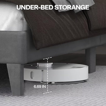Queen Size Bed Frame with LED Lights, Upholstered Bed Frame with Wingback Diamond Tufted Headboard, Wood Slats Support, Noise-Free, Easy Assembly, No Box Spring Needed, Grey