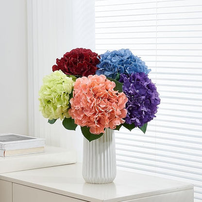 8Pcs Dusty Blue Fake Flowers Silk Hydrangea Artificial Flowers Bouquets Faux Hydrangea Stems for Home Table Centerpieces Wedding Party Decoration