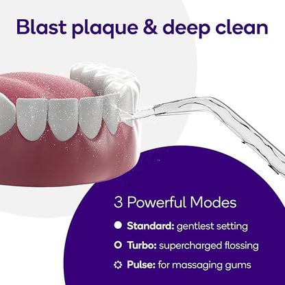 Burst Electric Water Flosser for Teeth Cleaning (3 Modes/Rose Gold) | Cordless | Plaque Removal Between Braces & Dental Work | Portable Floss | Refillable 110mL Tank