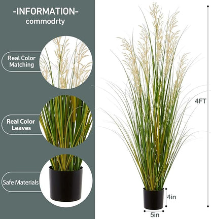 Artificial Plant, 47in Tall, 2pk Grass, Faux House Plants in Pot, Indoor Decorative Flowers &Greenery for Home and Office, Ideal Housewarming Gift