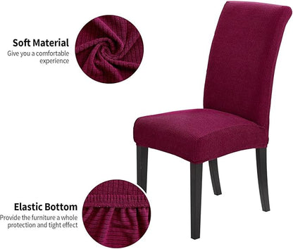 Joccun Chair Covers for Dining Room Set of 4,Dining Chair Slipcovers Stretch Dining Room Chair Covers Seat Protector,Washable Parsons Chair Cover for Home,Hotel(Wine Red,4 Pack)