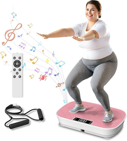 Vibration Plate Exercise Machine - Bluetooth Music & 400LBS Capacity Vibration Plate for Lymphatic Drainage & Weight Loss with 99 Speed Levels, Whole Body Vibration Plate for Home Fitness