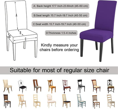 JQinHome Dining Chair Slipcover, High Stretch Removable Washable Chair Seat Protector Cover Set of 4,Chair Covers for Dining Room, Kitchen,Home Party,Wedding Ceremony(Purple, 4PC)
