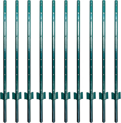 ARIFARO Fence Posts 4 Feet Sturdy Duty Metal Fence Post, Pack of 10, No Dig Garden U Post for Wire Fencing Steel Post for Yard, Outdoor Wire, FP-4FT