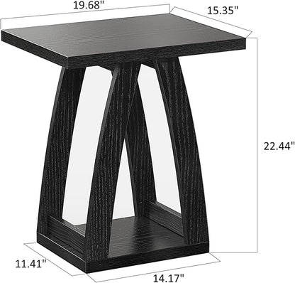 End Tables Living Room, Side Table Beside Sofa, Nightstand for Bedroom, Couch Side Table with Shelf, Modern End Table for Living Room, Black End Table Set of 2