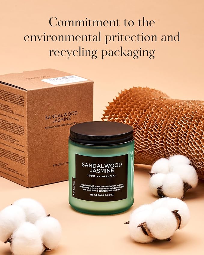 M&SENSE Celestial Cypress Scented Soy Jar Candles, Best Smelling Cedarwood Cardamom Scented Candles 7.05oz 50 Hour Long Lasting Burn, Non Toxic Natural Woody Scent Gifts for Men Women