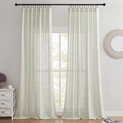 Joydeco Linen Curtains 108 Inch Length 2 Panel Sets,Light Filtering Curtains for Bedroom 52 Inch Wide Living Room Drapes with Back Tabs & Rod Pockets (W52 x L108 Inch, Oatmeal)