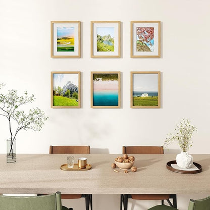 IBUYKE 8x10 Picture Frame,Solid Oak Wood 8x10 Photo Frame with Mat to 5x7,10x8 Picture Frames With Tempered Glass,Tabletop or Wall Mount Display,Home Decor,Natural Oak 8 x 10 Frame,UWPF0810N