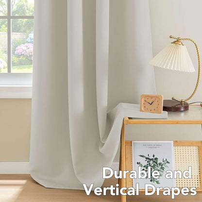 H.VERSAILTEX Room Darkening Curtains for Living Room Light Reducing Thermal Insulated Window Treatment Panels/Drapes Grommet Top 2 Panels (Pale Oak - 52 x 96 Inches)