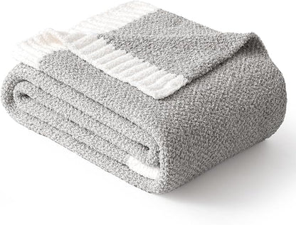 MIULEE Light Grey Super Soft Throw Blanket for Couch, Cozy Fluffy Warm Throws Knit Blankets for Sofa, Bed, Chair, Living Room, Camping, Picnic, 50 x 60 inch