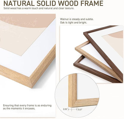 20x30 Poster Frame Set of 2 Natural Solid Oak Photo Frames with 16x24 Removable Mat Wall Hanging Large Handcrafted Frame with HD Plexiglass Wall and Tabletop Display Large Picture Frame