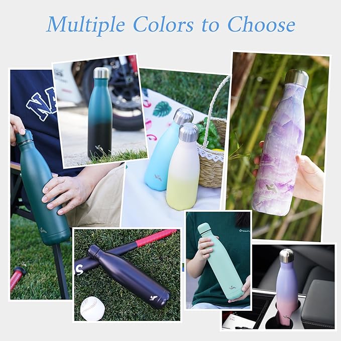 Insulated Water Bottles,12 oz Double Wall Stainless Steel Vacumm Metal Flask for Sports Travel,Pastel Sunset