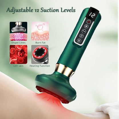 VHV Cellulite Massage Tool-Cupping Kit for Massage Therapy、Lymphatic Drainage Massager、12 Speed Adjustable Suction Cupping Therapy Set, Belly, Thighs, Arms, Butt.（Green