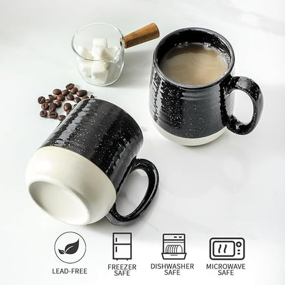 Hasense Coffee Mugs Ceramic, 15 oz Large Coffee Cups with Handle for Home and Office, Latte Mugs Set for Coffee, Tea, Hot Cocoa, Mocha, Black Coffee Cup Gift for Dad Mom, Dishwasher Microwave Safe