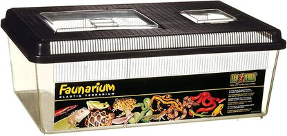 Exo Terra Faunarium Flat Home Plastic Reptile Terrarium, Large (18" x 12" x 6.5"), Ideal for Temporary Housing, Quarantine, and Transport, Transparent Plastic Door for Easy Access