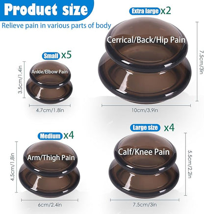 15Pcs Cupping Therapy Set-Professional Silicone Cupping, Suitable for Facial Body Massage/Deep Myofascial Release/Pain Relief/Muscle Relaxation & More (Black,15pcs)