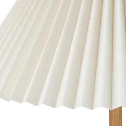 GLOBE Electric 61000053 62" Floor Lamp, Wood-Toned Finish, Pleated Fabric Shade, Pull Chain Switch, Reading Light, E26 Base, Modern Classic Lighting for Living Rooms and Bedrooms