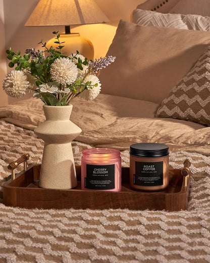 M&SENSE Cherry Blossom Scented Spring Candle, 70 Hours Long Lasting Soy Wax 11.6oz Stress Relief Aromatherapy Candles, Romantic Gifts for Women, Glass Jar for Bedroom Decor