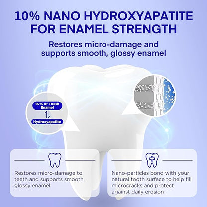 PearlSmile Niacinamide Hydroxyapatite Whitening Toothpaste – 10% Nano Hydroxyapatite + 5% Niacinamide – Strengthens Enamel, Remineralizes, Brightens Teeth – Fluoride-Free, Travel Size, 4.2oz (120g)