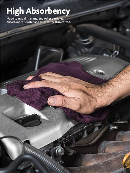 Fantasticlean Microfiber Cleaning Cloth Roll -75 Pack, Tear Away Microfiber Towels, 12" x 12", Reusable, Washable, Scratch Free, Ultra Absorbent Dish Rags for Car, Home, Garage or Shop (Dark Purple)