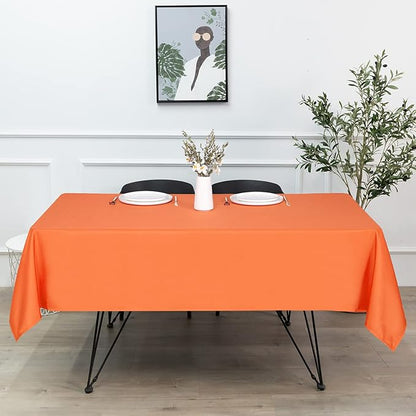sancua Rectangle Tablecloth - 70 x 108 Inch - Stain and Wrinkle Resistant Washable Polyester Table Cloth, Decorative Fabric Table Cover for Dining Tables, Buffet Parties and Camping, Orange