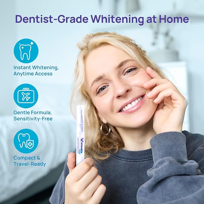 WhiteBite Pro Teeth Whitening Pens for Sensitive Teeth – 4 Pens Total (1 Blue Gel Pen for Sensitivity Relief), 35% Carbamide Peroxide Gel, Fast Whitening Results, Enamel-Safe, Travel-Friendly