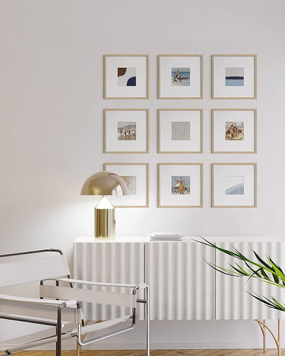HAUS AND HUES Oak 10x10 Square Picture Frames, Set of 25, Beige, Wall-Mountable, Modern Gallery Wall Frame Set