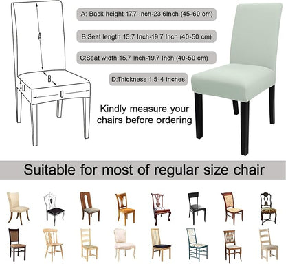 JQinHome Smoke Green Chair Covers for Dining Room Set of 2, High Stretch Removable Washable Parsons Chair Slipcover for Home Party Hotel Wedding Ceremony (2PCS,Smoke Green)