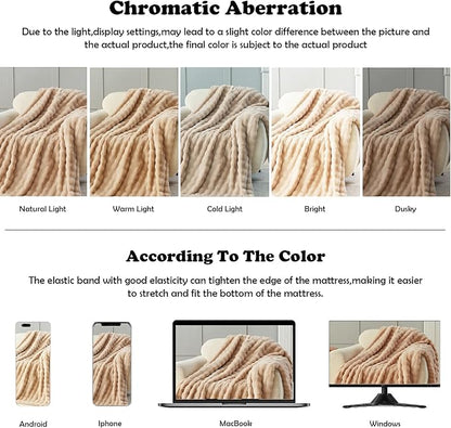 NEWCOSPLAY Faux Fur Throw Blanket Brown Bubble Blanket Thick Warm Soft for Couch Sofa Bed 550GSM (Brown, Throw(50"x60"))