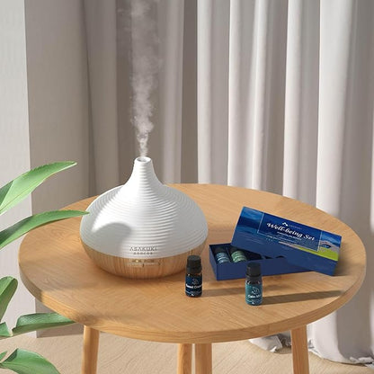 ASAKUKI Essential Oil Blends, Essential Oils for Diffusers for Home, Well-Being Kit- Calm Mind, Sweet Dreams, Happy, Relax, Air Freshening, Immunity for Aromatherapy, Humidifiers, Massage, 6x10ml