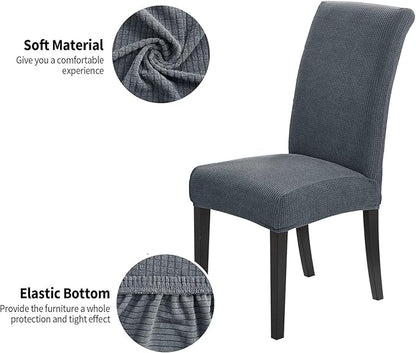 Joccun Chair Covers for Dining Room Set of 8, Dining Chair Slipcovers Stretch Dining Room Chair Covers Seat Protector,Washable Parsons Chair Cover for Home,Hotel,Banquet(Gray,8 Pack)