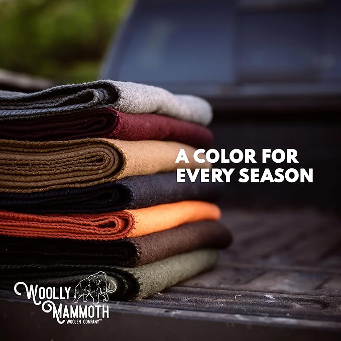 Woolly Mammoth Woolen Company Merino Wool Camping Blanket - 66 x 90 in - Navy Blue - Heavyweight Insulated Outdoor Throw Blanket for Camping & Hiking & Backpacking