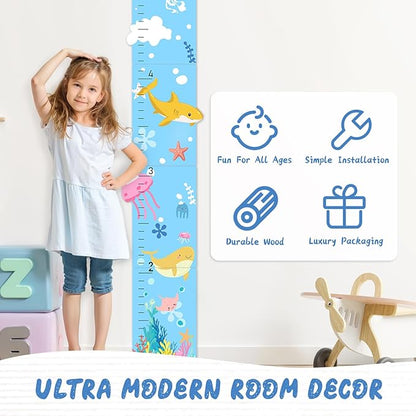 Personalized Name Growth Chart, Marine Animals Wooden Growth Chart for Kids, Height Chart for Boys Girls, Measuring Board for Kids Height for Child's Room, Nursery Decor Decoration