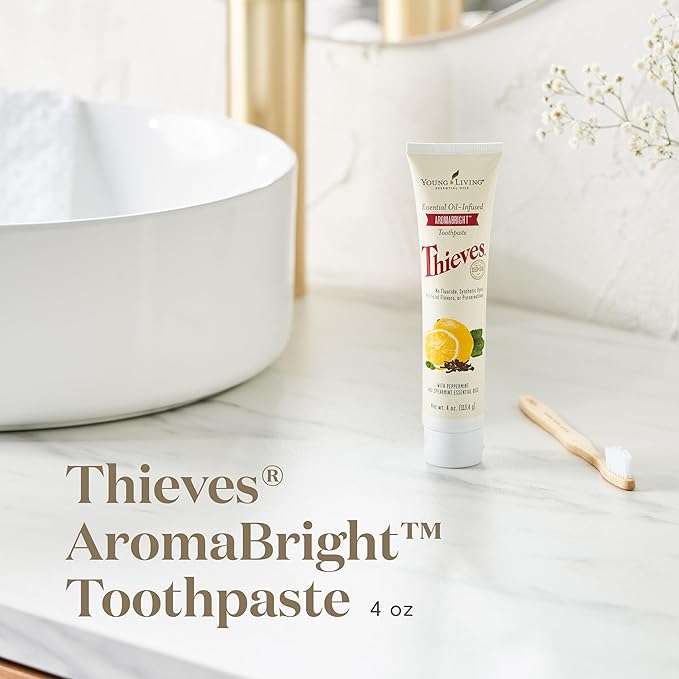 Thieves AromaBright Toothpaste by Young Living | 4 Ounces | Fluoride-Free | All-Natural | Enriched with Essential Oils to Support Healthy Teeth and Gums While Providing Long-Lasting Fresh Breath
