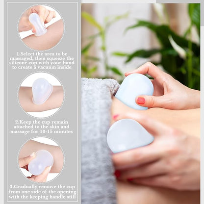 16 Pcs Silicone Cupping Therapy Set Anti Cellulite Cup Vacuum Suction Massage Cup Silicone Cupping Therapy Set for Cellulite Reduction Myofascial Release Massage Therapist Home Use (Clear)