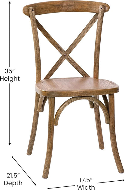 EMMA + OLIVER Hand Scraped Dark Natural X-Back Chair