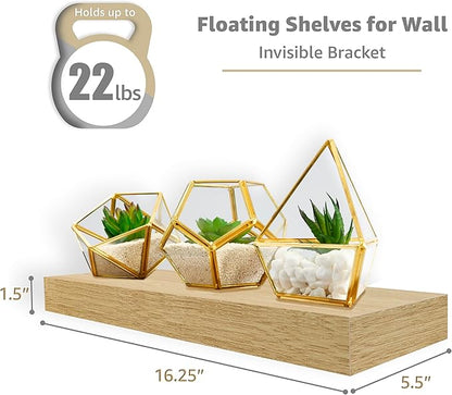 Sorbus Floating Shelves for Wall, Bathroom Shelves Wall Mounted for Kitchen, Bedroom, Living Room, Bathroom Storage, Over Toilet, Hanging Book Shelf for Ｗall Home Decor (Maple Wood, 5 Pack)