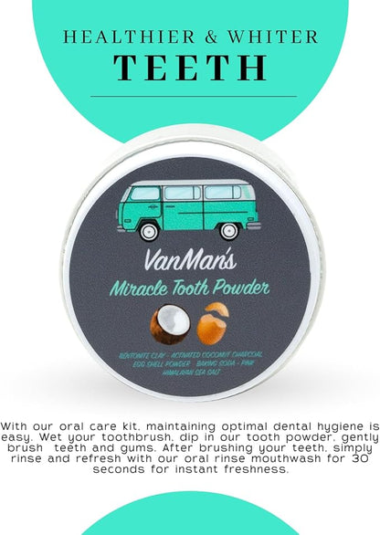 Vanman’s - Miracle Tooth Cleaning Powder Toothpaste (2 Pack) - Fluoride-Free Whitening Tooth Powder with Coconut Charcoal & Eggshell - Remineralizing Toothpaste - 2.2 Ounce