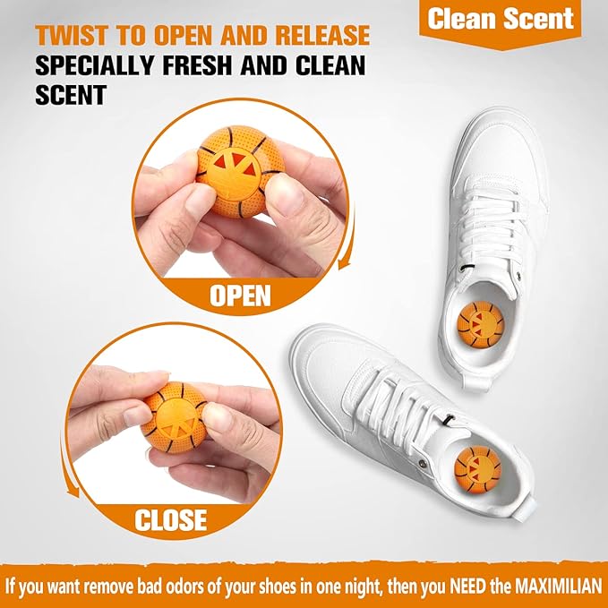 MAXIMILIAN Professional Shoe Deodorizer Balls | Shoe Fresheners Balls | Foot Odor Eliminator | Odor-Fighting Freshener for Neutralizing Odor and Refreshing Sneaker, Wardrobe, Bags