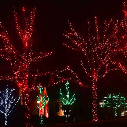 Dazzle Bright 300 LED Christmas String Lights, 100 FT Connectable Waterproof String Lights Green Wire with 8 Modes Christmas Decoration for Indoor Outdoor Party Yard Garden Decor (Red)
