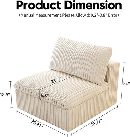 Ottoman, Modular Sectional Sofa,Cushion Covers Removable, Minimalist Couch for Modern Living Room Sofa Sets for Office House,Bedroom and Apartment,No Assembly Required,White