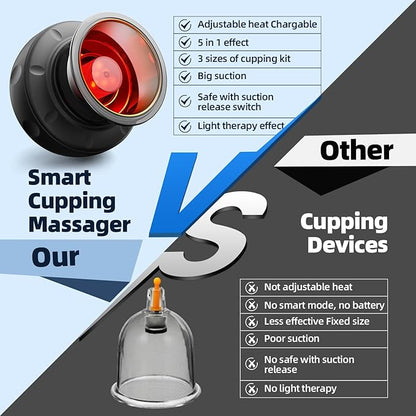 2 Electric Cupping Therapy Set, 5-in-1 Smart Cupping kit with Red Light Therapy, Gua Sha Massage Tool, Relieves Neck Shoulder Back Aches Muscle Soreness, Improves Blood Circulation
