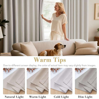 H.VERSAILTEX Extra Long Room Darkening Window Treatment Panels for Bedroom Living Room, Thermal Insulated Solid Grommet Curtains for Nursery (2 Panels, Ivory/Cream, 52 Inch by 108 Inch)