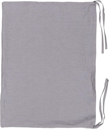 Hanging Linen Laundry Bag, 100% Pure Flax Linen Over The Door Hamper with Bottom Zipper for Laundry Room, Household Dirty Cloth Storage Organizer Bag, Gray
