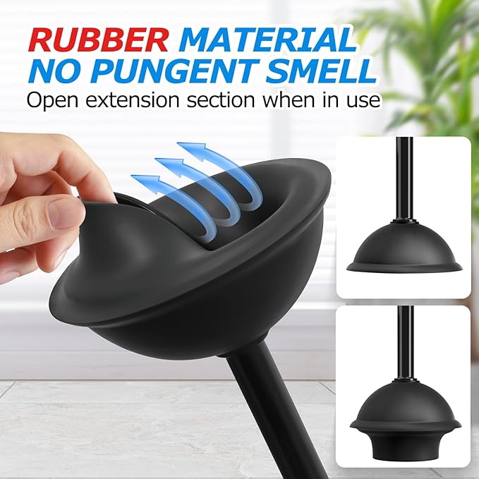 2Pack 2 in 1 Toilet Brush and Plunger Set, Extended Handle Plunger,Toilet Bowl Brush Plunger Set,Bathroom Cleaning Tools,Toilet Brush Plunger Combo,Cleaning Brush,Cleaning Supplies